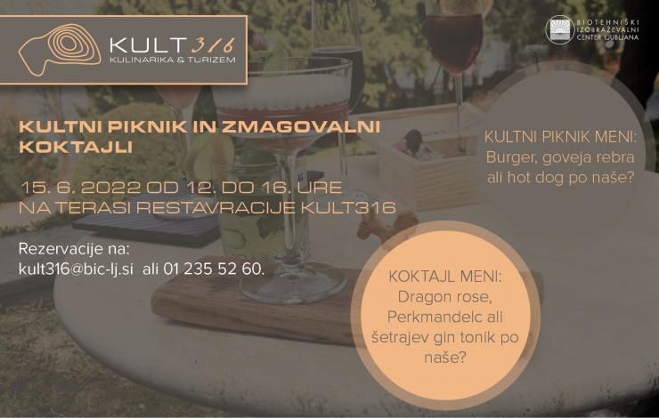 Kultni piknik in zmagovalni koktajli v Restavraciji KULT316 BIC Ljubljana