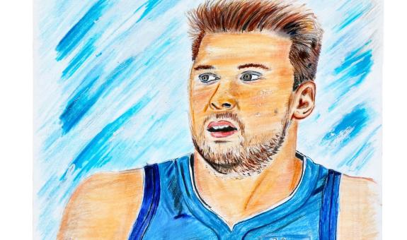 Dijak Jan Kumše se je s sliko Luke Dončića uvrstil v finale natečaja Rišem za prijatelja 2024