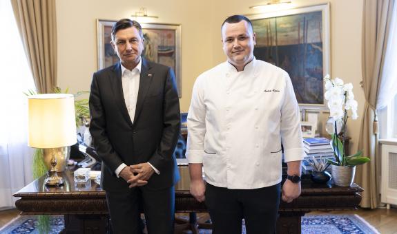 Borut Pahor, predsednik Republike Slovenije in Andrej Kamin, vodja protokolarne kuhinje v vili Podrožnik