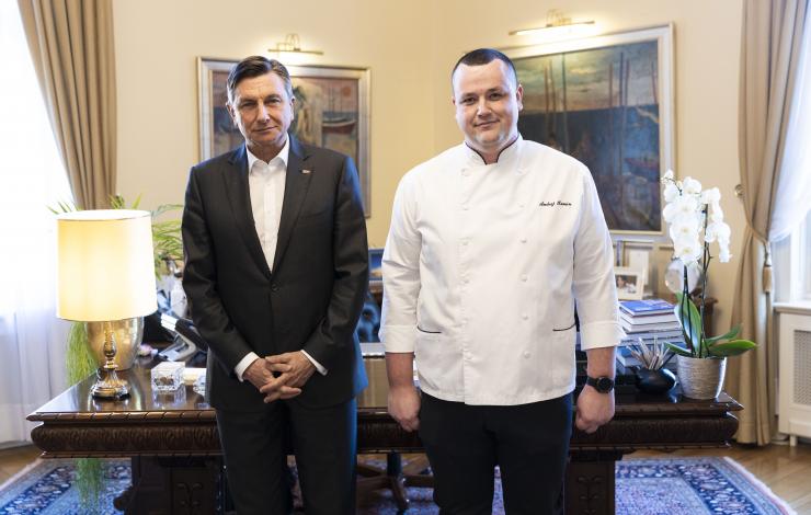 Borut Pahor, predsednik Republike Slovenije in Andrej Kamin, vodja protokolarne kuhinje v vili Podrožnik