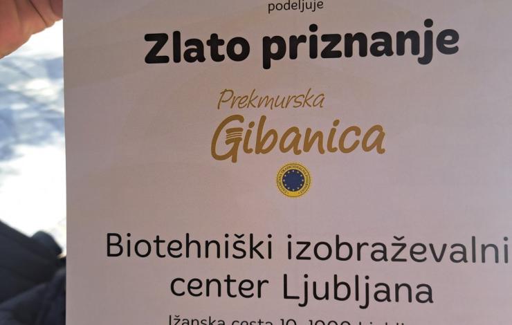 Zlato priznanje za prekmursko gibanico za BIC Ljubljana